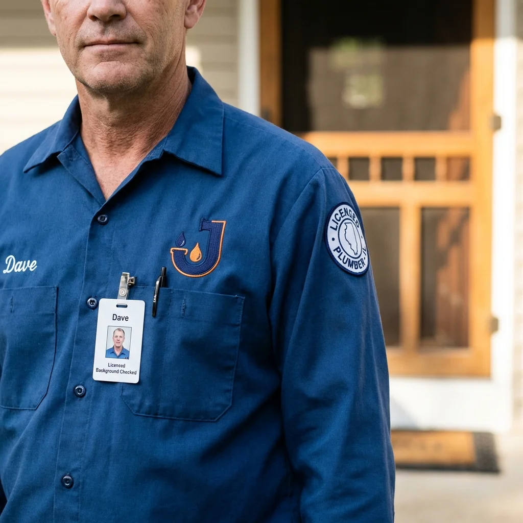 Licensed plumber showing ID badge in Barboursville, WV