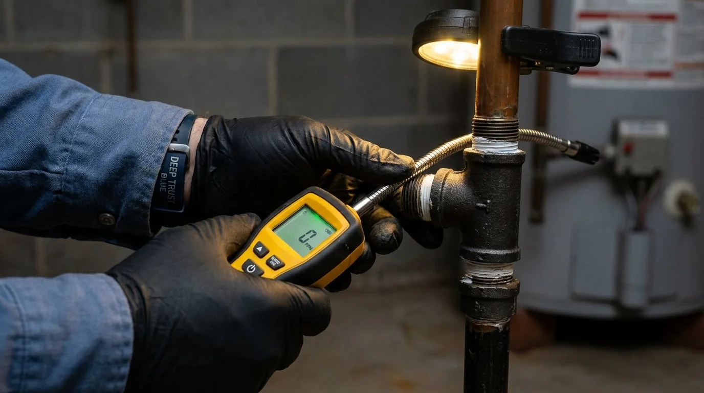 Gas leak detection with electronic sniffer by Johns Plumbing LLC in Barboursville