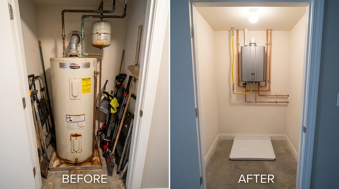 Tank water heater versus wall-mounted tankless unit comparison for Barboursville, WV homeowners